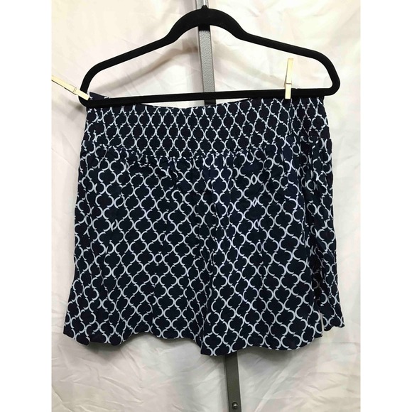 NY Collection Womens XL Skirt Navy White Lattice Print Elastic Waist Midi - Picture 2 of 4